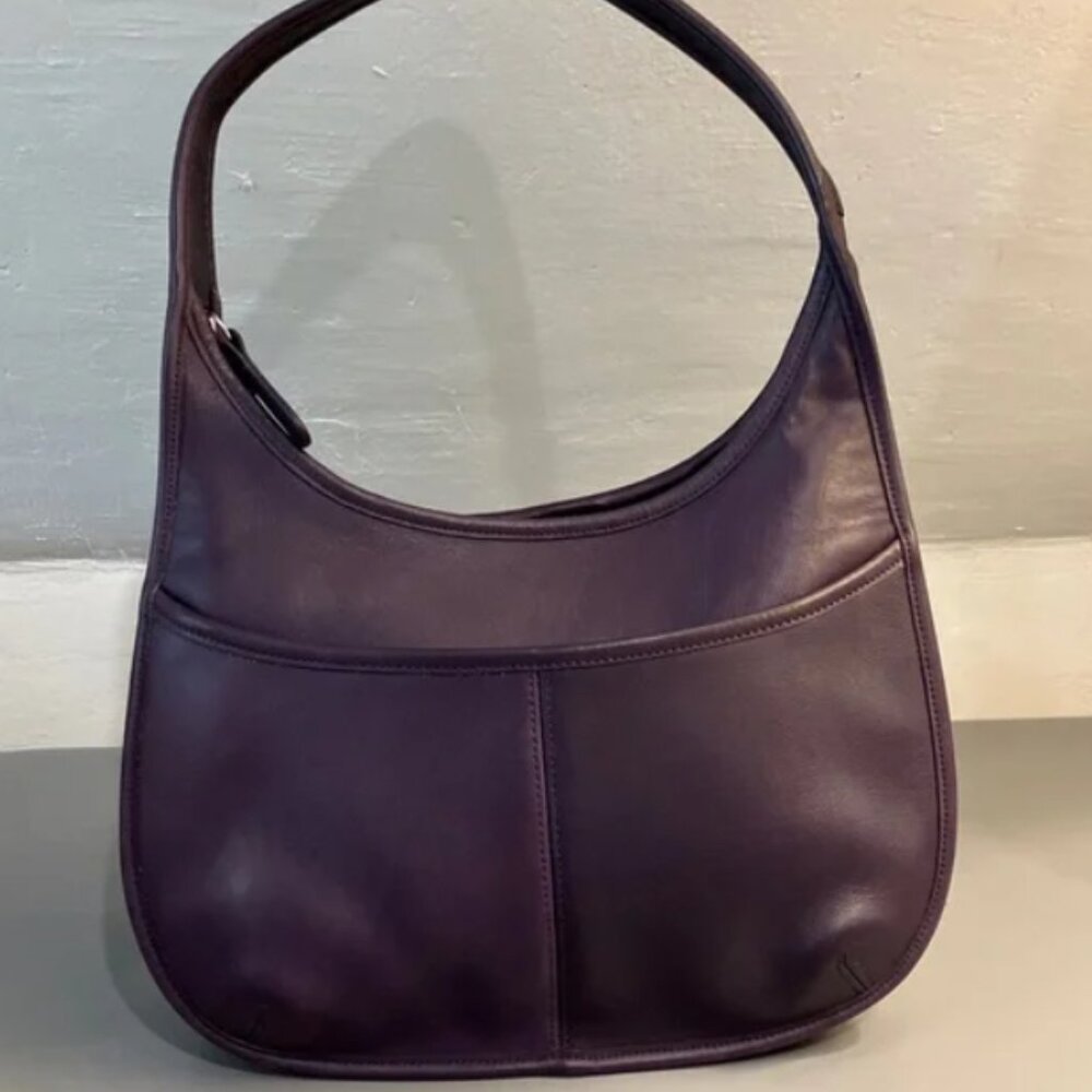 Coach Vintage Purple Ergo Pocket Zip Bag Leather 9033 Rare Ink Color